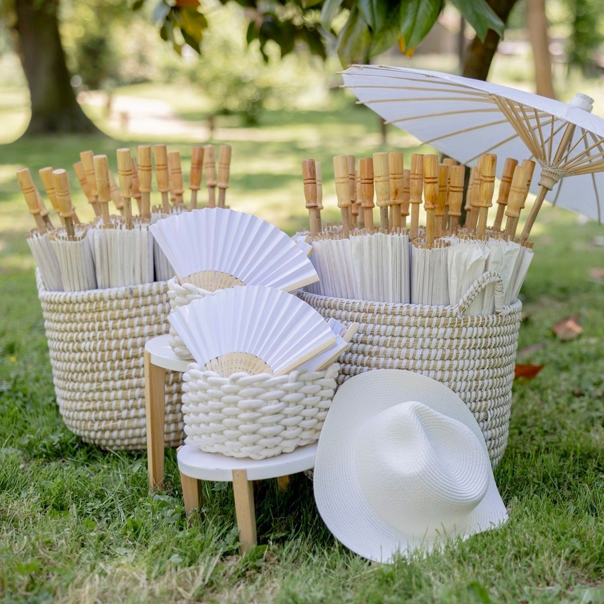 Wood and Paper Parasols for Events