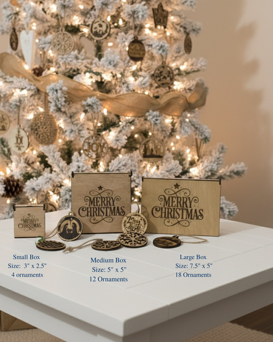 Wooden Christmas Ornament Collection – “Timeless Faith, Tradition & Joy”